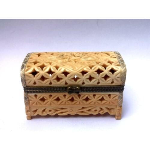 YIZHU CULTUER ART Collection Ancient China Tibet ox Bone Hand Carved Auspicious Dragon Jewelry box Family Decoration