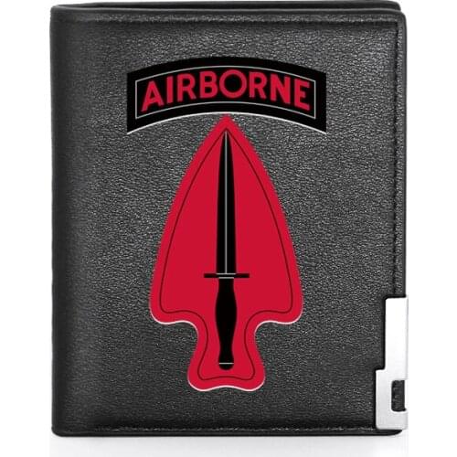 Classic Special Forces Airborne Printing Wallet Leather Purse For Men Credit Card Holder Short Male Slim Coin Money Bags