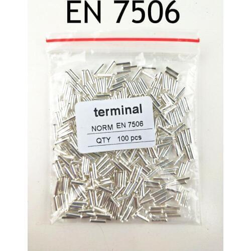 100PCS EN7506 Tube Naked Terminal Bootlace Cooper Ferrules kit set Wire Copper Crimp Connector Insulated Cord Pin
