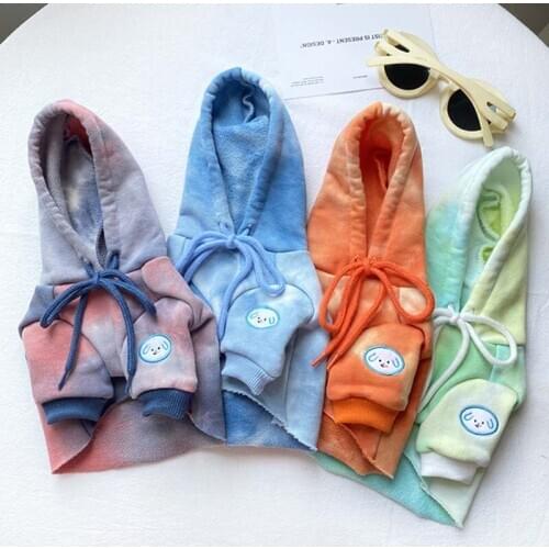 Tie-dye short sweater puppy autumn clothes Yorkshire teacup dog dog clothes kitten clothes warm autumn and winter clothes