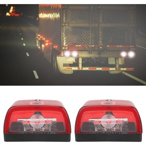 LEEPEE For Trailer Truck UTV Trailer Truck Caravan Taillight Tag Lights E9 License Plate Light White 3LED Taillight 2Pcs