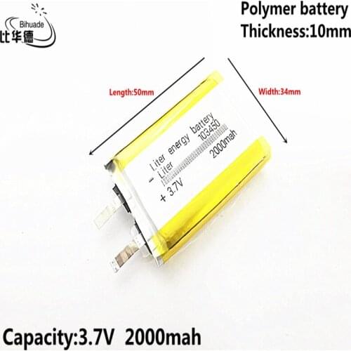 Liter energy battery Good Qulity 3.7V,2000mAH 103450 Polymer lithium ion / Li-ion battery for tablet pc BANK,GPS,mp3,mp4