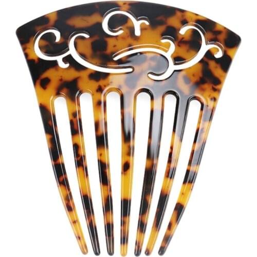 Minimalist French Twist Hair Side Comb Hollow Out Tortoise Shell 7 Teeth Hairpin Vintage Celluloid Acetate Barrette Clip