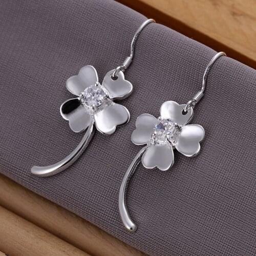 Fashion jewelry Earring For Women, Plated Earrings Inlaid Four-leaf Clover Earrings /JQGYWZHD PEVXWZGA silver color