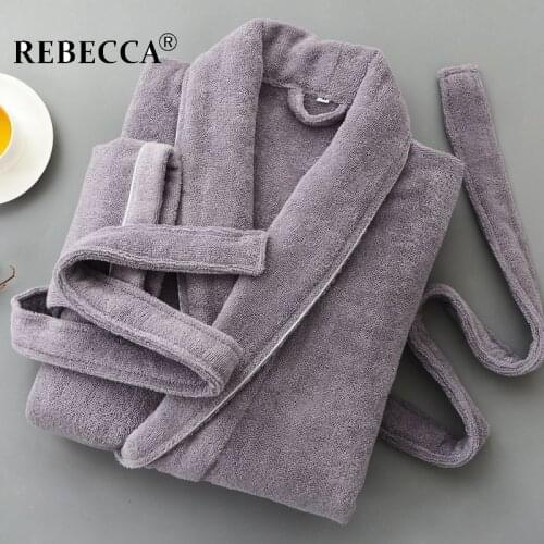 Men Women Winter Warm Dressing Gown Cotton Towel Thick Warm Sleepwear Kimono Bathrobe Male Casual Nightgown Home Hotel Robes