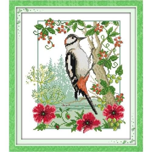 Woodpecker cross stitch kit aida 14ct 11ct count print canvas cross stitches needlework embroidery DIY handmade