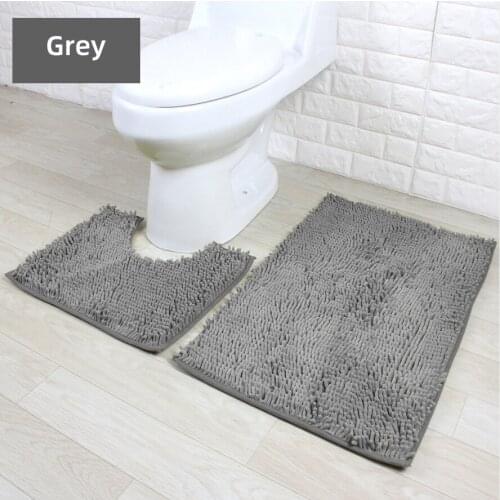 Yinzam 2 Pieces Bathroom Rugs Set Ultra Soft Non Slip & Absorbent Chenille Bath Rug, Toilet Rugs Plush Bath Mats for Tub Shower