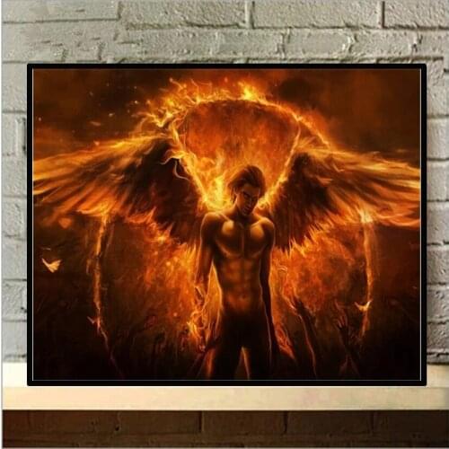 NEW Decorative home diy Diamond painting Cartoon picture diamond embroidery mosaic Crafts Black magic flame angel wing P886