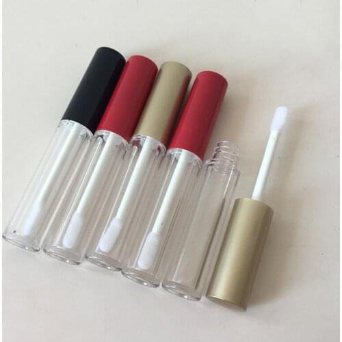 New 2.5ml Lip Gloss Tubes,Empty Lip Balm Bottle with Red/Black/Gold Cap, Clear Lipstick Cosmetic Packing Container