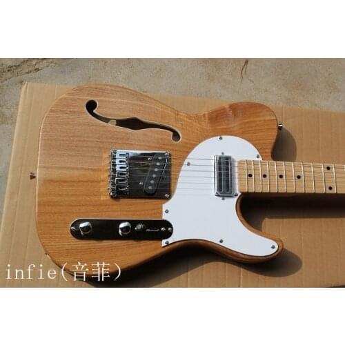 Free shipping new Semi-hollow electric guitar models single F-hole wood color guitar @11