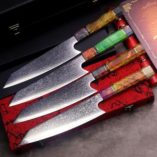 Japan Damascus Steel VG10 Steel Core Chef Knife 62HRC Sharp Kitchen Beef Slicing Knife, Slicing Knife Sashimi Cooking Knife