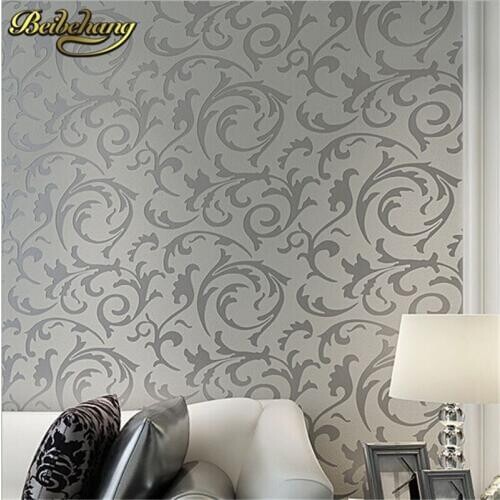Beibehang papel parede Papel Parede Leaves Mural Wallpaper Roll silver golden beige Non-woven wall paper 3D Stereoscopic Wall Pa