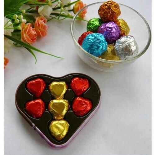 Wholesale 10000Pcs/Lot 8*8cm 3.14"x3.14" Multi Colored Foil Wrapper For Chocolates Sweetmeats Packaging Paper Colorful Tin Foil