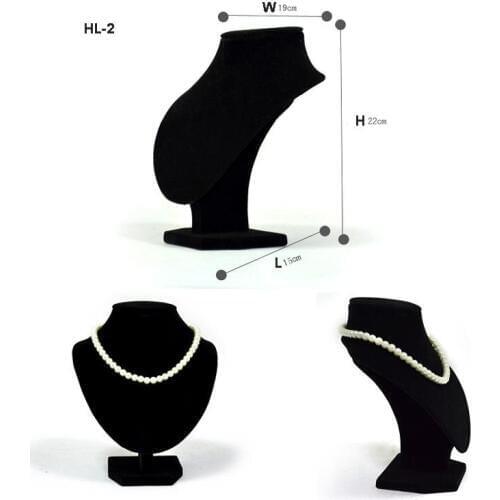 Wholesale 22CM hight Neck Bust Necklace Stand for Jewelry Holder Black Velvet Jewelry Display Standing Rack