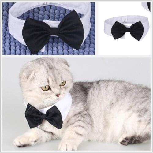 Pet Formal Tuxedo Collar Adjustable Dog Bow Tie Cat Necktie Bows Black White Suit Birthday Party Puppy Grooming Accessories