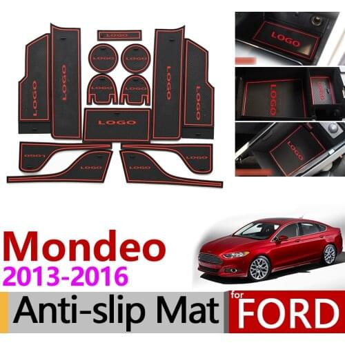 For Ford Mondeo Fusion 2013~2016 Anti-Slip Rubber Cup Cushion Door Groove Mat V MK5 5 2014 2015 Accessories Car Stickers Styling