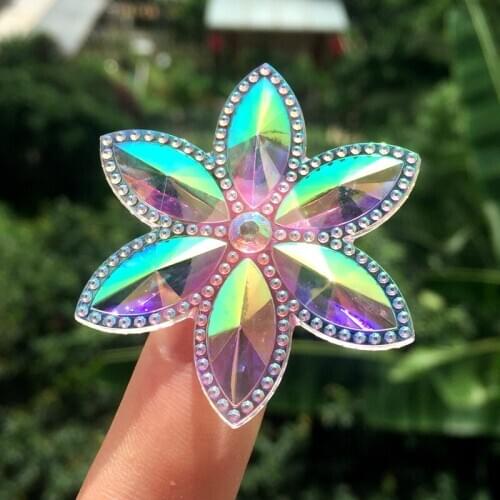 Clear White AB Color Big Crystal Flower Rhinestones Applique Big Strass Acrylic Crystal Flat Back Stones 46mm/Z110*16