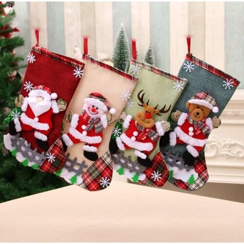 2022 New Year Christmas Stocking Christmas Tree New Years Eve Decorations Candy Gift Bag Home Fireplace Decorations Sock