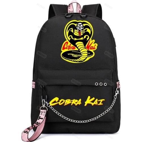 Anime Cobra Kai Usb Charging Backpacks Mochila Cute Backpacks Back To School Bookbag 16 Inch Waterproof Teenager School Bags