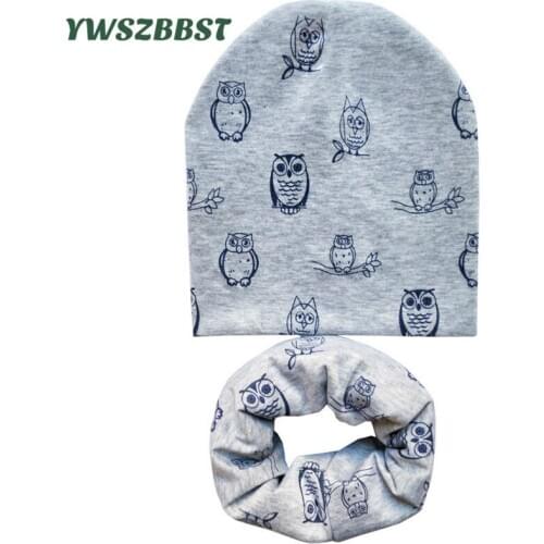 Cute Owls Baby Boys Hat Baby Girl Hats Cotton Fashion Infant Toddlers Hat Scarf set Kids Beanies Children Cap Scarf Collars