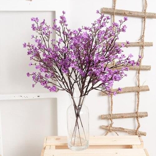 Silk Gypsophila Artificial Flowers for Decoration Home Plastic Stem Bride Wedding Bouquet Mariage Cherry Blossom Fake Flower DIY