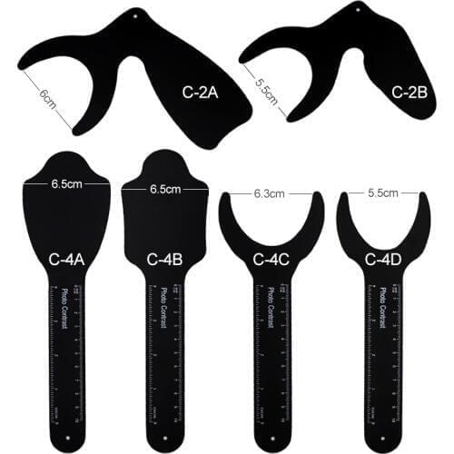 6pcs Dental Orthodontic Black Background Photo Image Contrast Board Oral Cheek Plate With Scale Mark Autoclavable Dentist Tools