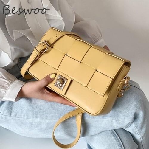 New Weave Designer Bags for Women 2021 Textured PU Leather Female Bag Crossbody Bag Fashion Lock Knitting Single Shoulder Bag