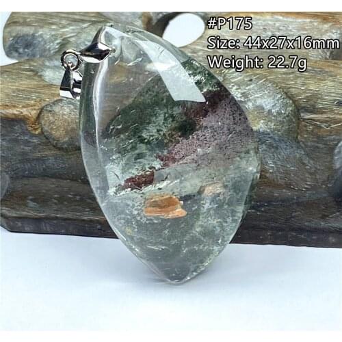 Top Natural Phantom Quartz Pendant For Women Men Beauty Luck Love Gift Healing Crystal 44x27x16mm Silver Beads Gemstone AAAAA