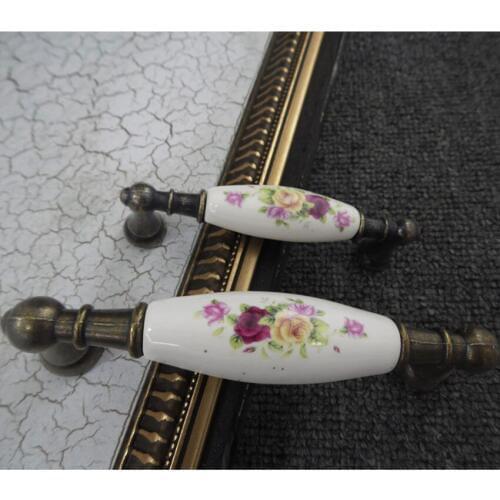 Vintage style furniture handle 128mm rural ceramic kitchen cabinet wardrobe door handle 96mm distress bronze drawer dresser pull