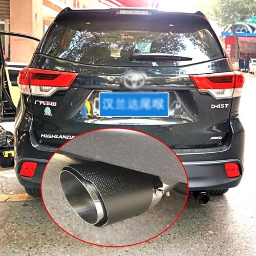 High Grade Carbon Fiber+Stainless Steel Tail Exhaust Pipe Straight Muffler Edge End Tips Fit For Toyota Highlander 2009-2018