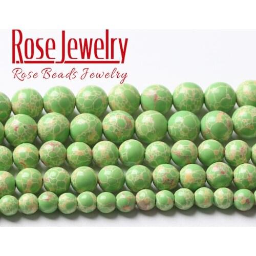 Green Sea Sediment Jaspers Beads Natural Stone Round Loose Spacers Beads For Jewelry Making DIY Charm Bracelet 4 6 8 10 12MM 15"