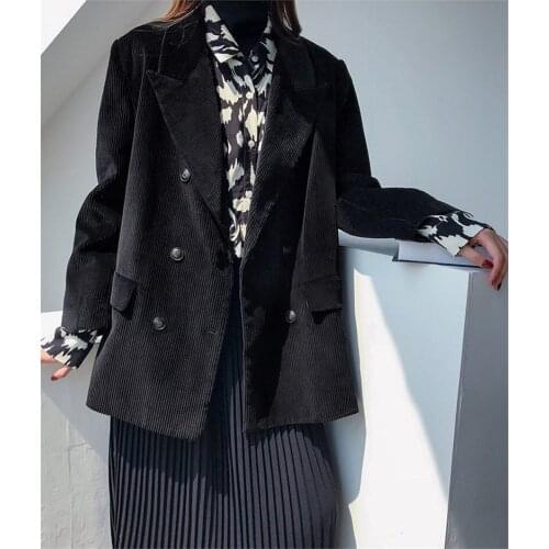 Plus Size Womens Clothes Corduroy Jacket Autumn and Winter Coat Ladies Leisure Loose Corduroy Blazer Femme Chaqueta f2612