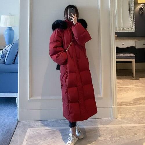 Winter Jacket Women Hooded Parkas Down Cotton Coat Jackets for Woman 2021 Female Midi Long Red Clothes Casaco Feminino HLY119