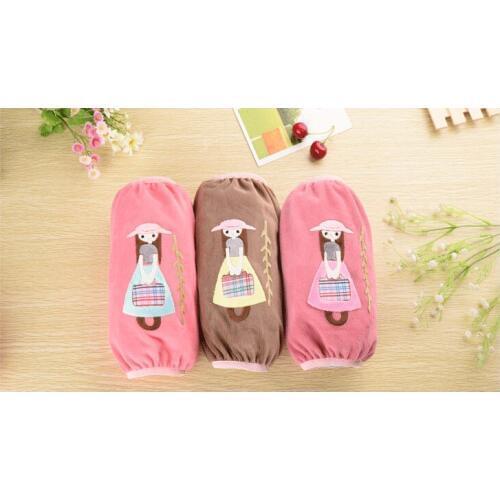 1Pair Cartoon Girl Oversleeve Flannelette Winter Coats Dustproof Sleeve Cuff Oversleeves Home Cleaning Tools Accessories ND 015