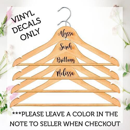 4pcs/set Personalized Name Hangers Custom Sticker Wood Hanger Decals Wall Stickers Bridesmaid Vinyl Art StickersT180867