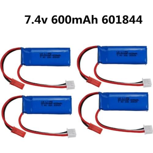 7.4V 600mAh 601844 Lipo Battery for WLtoys K969 K979 K989 K999 P929 P939 RC Car Spare Parts 2s 7.4v Battery 5pcs