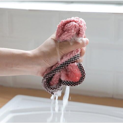 Nonstick Oil Coral Velvet Flower Hanging Hand Towels Bathroom Towel Lint Free Cleaning Cloth Cleaner Kitchen Absorbent Dishcloth