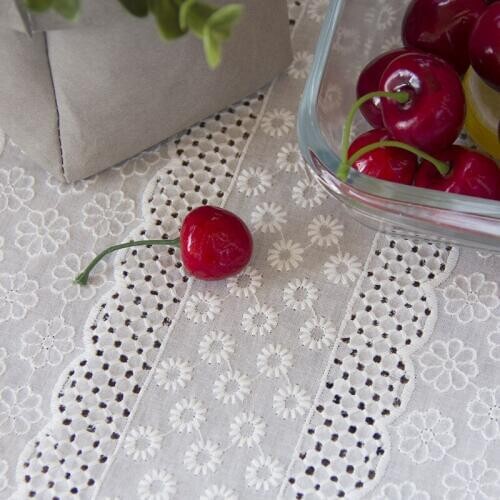 Free Shipping New White Pastoral Cotton Tablecloth Embroidery Cover Coffee Pad Tea Mat Dining Hotel Wedding Gift Home Antependiu