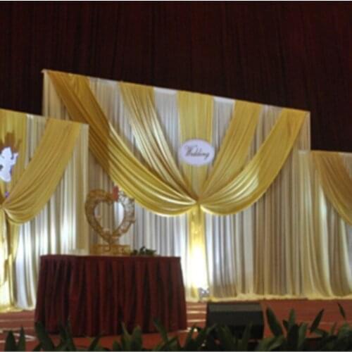 Large White Wedding Backdrops Curtain with Five Detachable Swag Party Decoration Background Curtain