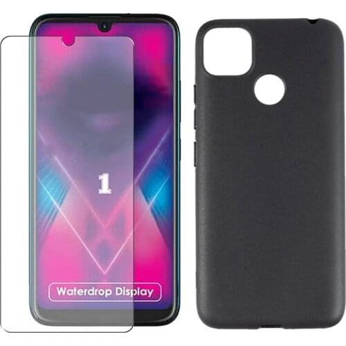 For Itel Vision 1 6.3"Case Black Soft Case with Black Tempered Glass For Itel Vision 1 Shockproof Case Funda Capa