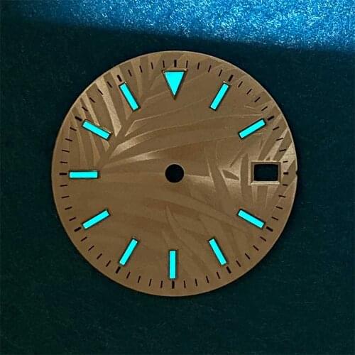 Blue-green Luminous plate 28.5mm watch dial for NH35/4R/7S/NH35A watch dial parts Movement Mens watches Repair Accessories