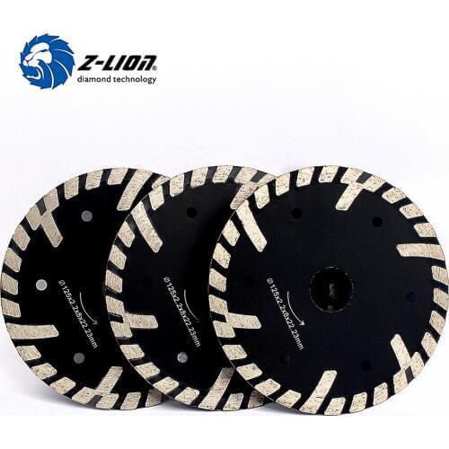 Z-LION 3pcs 125mm Diamond Cutting Blade Protective Teeth Turbo Cutting Saw Granite Marble Stone Saw Disk for Angle Grinder Grind