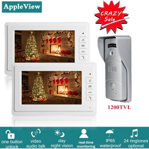 Apartment Video Door Phone Intercom System Video doorbell Kit With 2 Indoor Monitors 1 Outdoor Call Panel Support Door Release