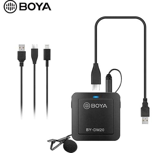 BOYA BY-DM20 Dual Lavalier Microphone Stereo Mode for iPhone Lighting Android Type-C Laptop PC Audio Recording USB Microphone