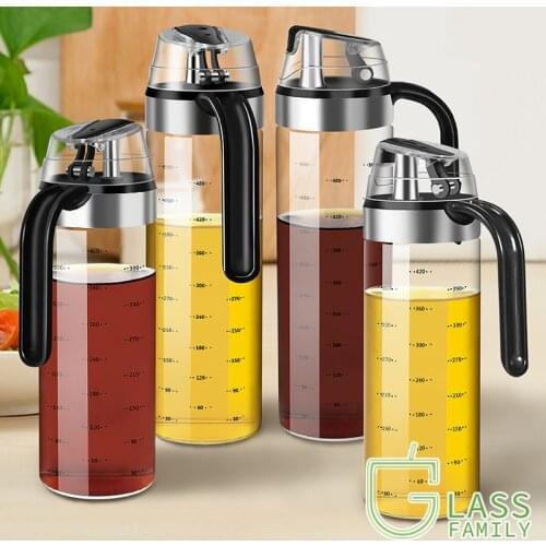 GF Olive Oil Dispenser Bottle Auto Flip Condiment Container with Automatic Cap and Stainless Steel Non-Drip Spout 450ml/550ml