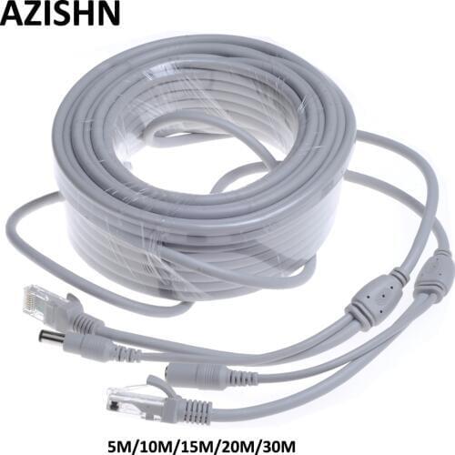 CCTV CAT5/CAT-5e 5M/10M/15M/20M/30M Ethernet Cable RJ45 + DC Power CCTV network Lan Cable For NVR System IP Cameras