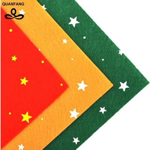 Non Woven Fabric 1mm Thickness Polyester Felt Fat Quarters Scrapbooking Pattern Bundle For Sewing Dolls Crafts 3pcs Stars30x30cm