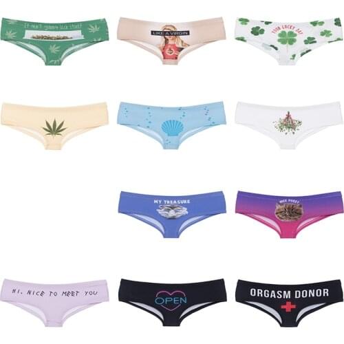 Lovely Temptation Plant Appliques Underwear Women Mid-Rise Panties With Clover Scallops Pearl Red Cross Lady Briefs