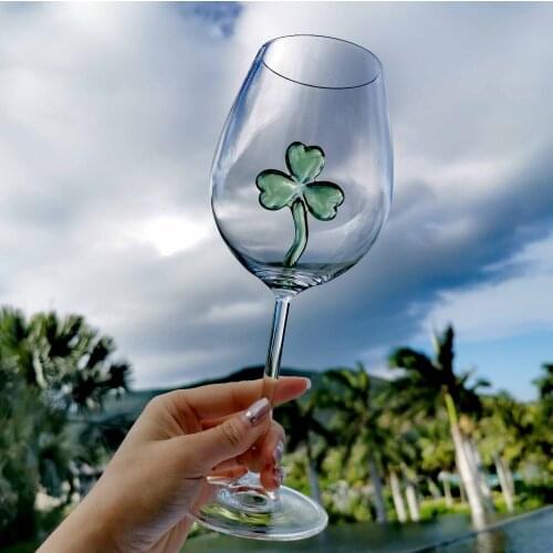 Creative Crystal Glass Wine Clover Decor Clearly Goblet Champagne Cocktail Wedding Gift Bar Party Hotel Home Drinkware