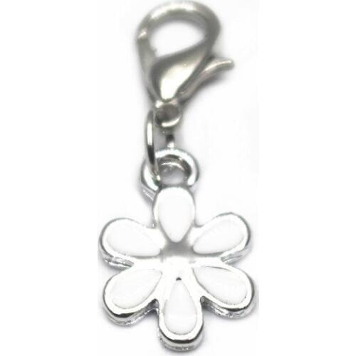 Hot selling 20pcs/lot Flower Dangle Charms Lobster Clasp Hanging Charm For Pendant Necklace Floating Charms Jewelry